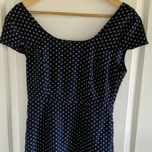 Bow patterned dark blue dress